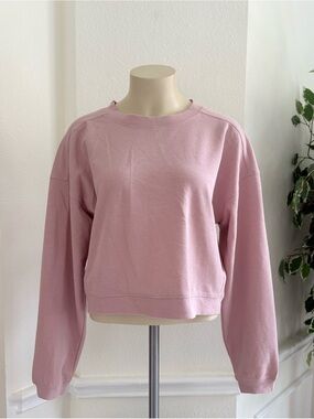 Zyia Cropped Crewneck Sweatshirt in Dusty Pink